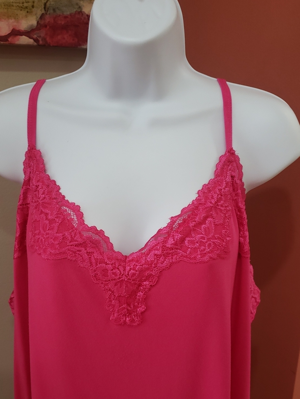 Lane Bryant Hot Pink Lace-Trim Cami, Size 26-28 - Picture 2 of 10